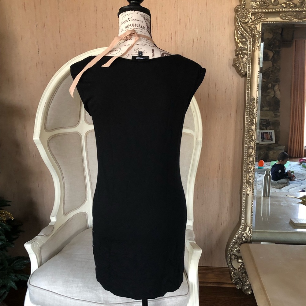 Express black mini dress tunic silver rhinestone - Picture 5 of 6